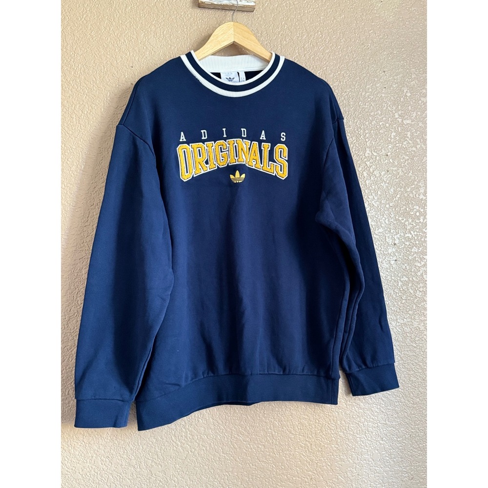 Adidas Originals Retro Revival Logo Graphic Sweatshirt Navy Blue Mens Large - Picture 5 of 10